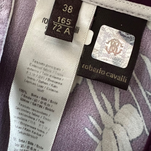 ROBERTO CAVALLI Stars, Birds and Flowers Print Silk Palazzo Pants - 38/S - Picture 9 of 15